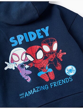Sweat en coton polyester peigné avec Capuche Spider-Man