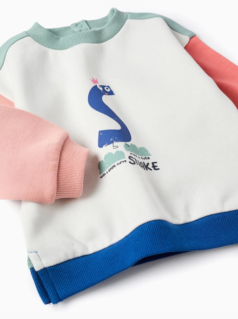 Sweat en coton polyester peigné avec Color Block Blanc - Kiabi