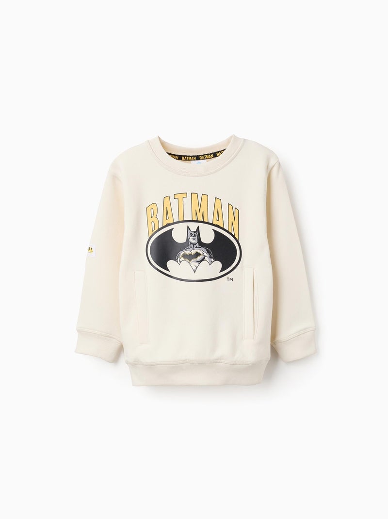 Sweat en coton polyester peigné avec imprimé Batman Beige clair - Kiabi