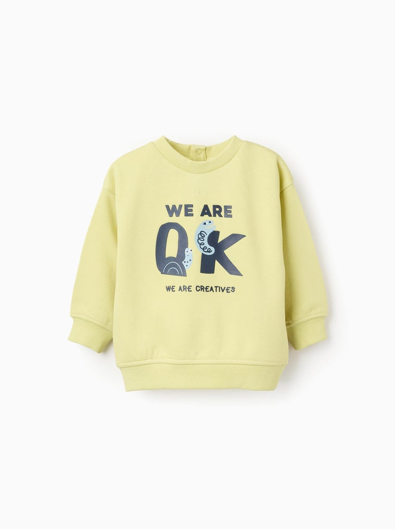 Sweat en coton polyester peigné avec Imprimé Jaune - Kiabi