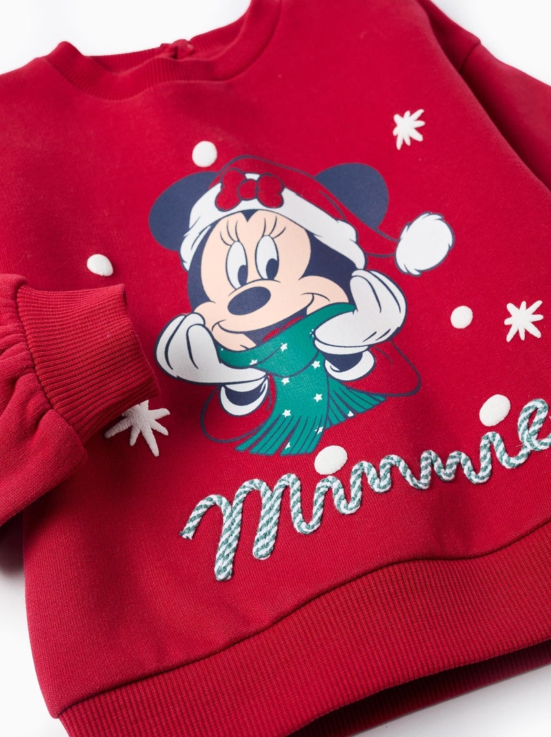 Sweat en coton polyester peigné de Noël Minnie Rouge foncé - Kiabi
