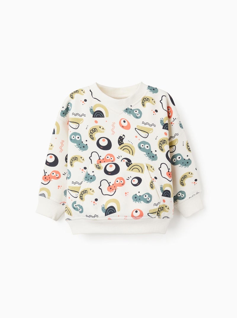 Sweat en coton avec motif au dos - Vert - Garçon - 12.00