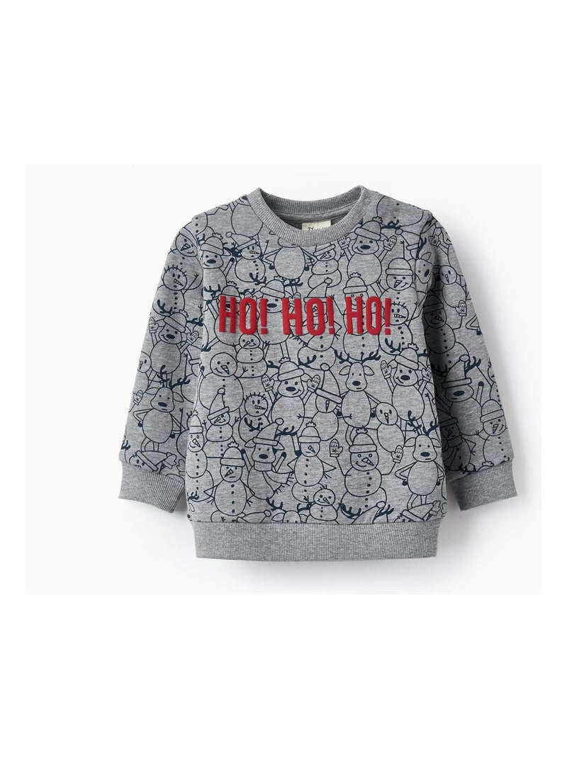 Sweat en coton pour bébé garçon 'Ho! Ho! Ho!'   NOËL Gris - Kiabi