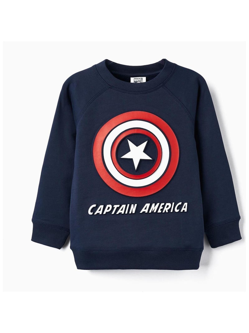 Sweat en coton pour garçon 'Capitaine Amérique'   MARVEL CAP AMERICA Bleu foncé - Kiabi