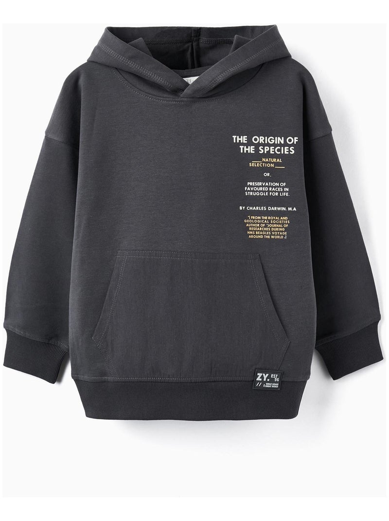 Sweat en Coton pour Garçon 'Species'   GREAT GOALS GREAT WORLD Gris foncé - Kiabi