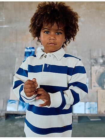 Sweat en coton rayé avec col polo