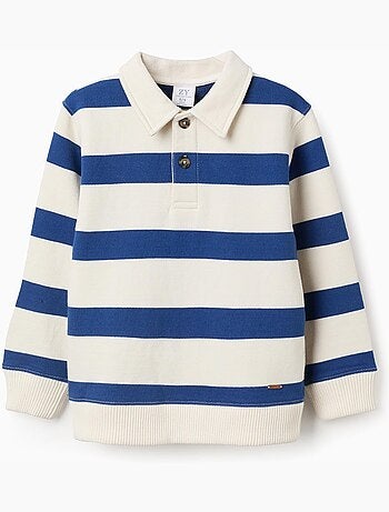 Sweat en coton rayé avec col polo