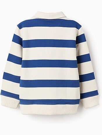 Sweat en coton rayé avec col polo