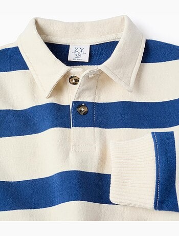 Sweat en coton rayé avec col polo