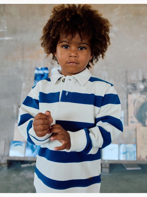 Sweat en coton rayé avec col polo - Kiabi