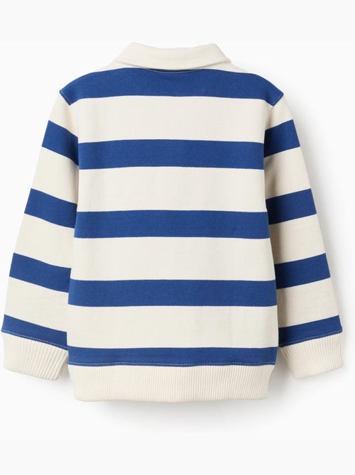 Sweat en coton rayé avec col polo - Kiabi