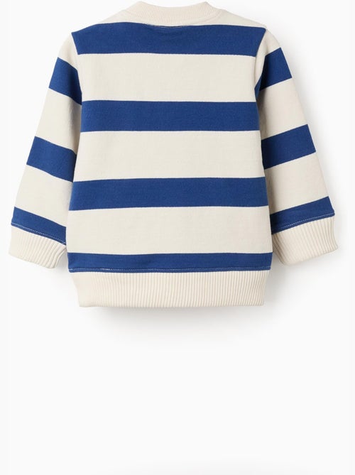 Sweat en coton rayé avec poche kangourou - Kiabi