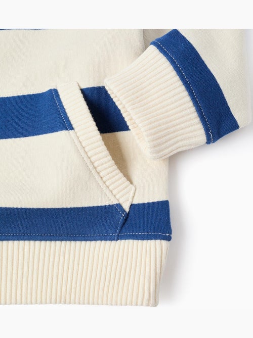 Sweat en coton rayé avec poche kangourou - Kiabi