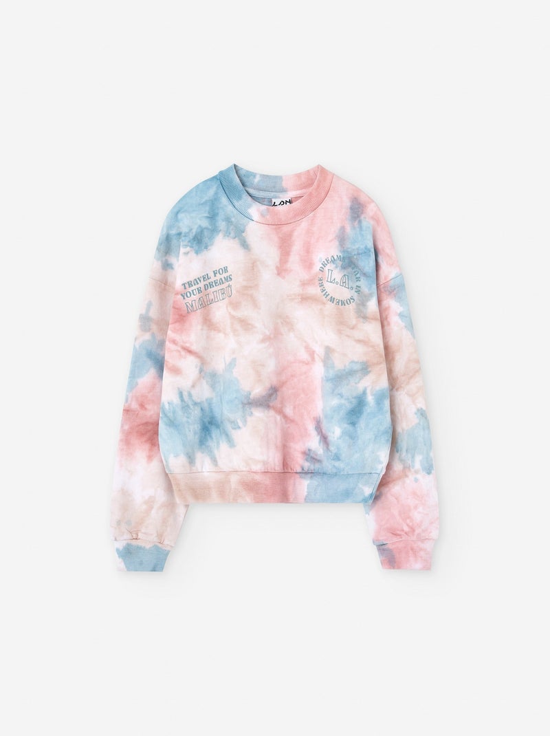 Sweat en Coton Tie Dye Blanc - Kiabi