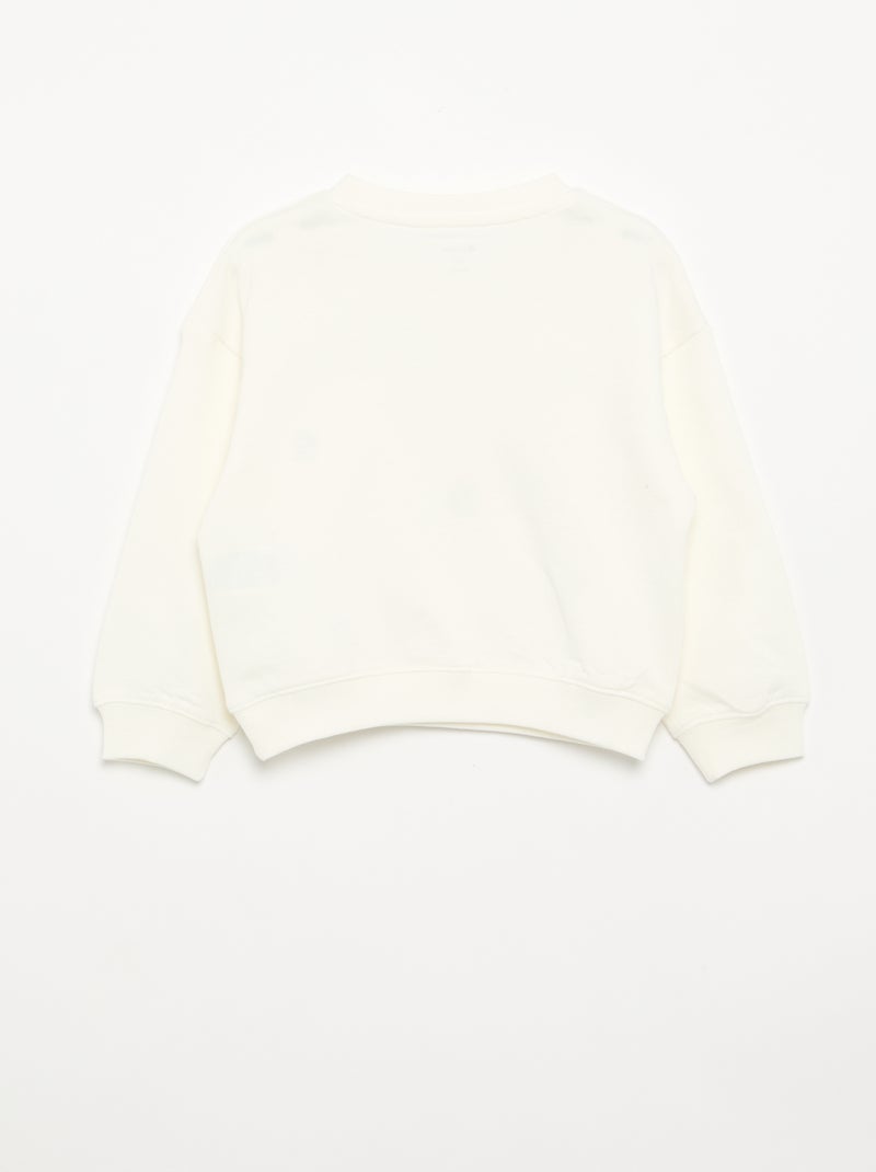 Sweat en French Terry avec broderies Blanc - Kiabi