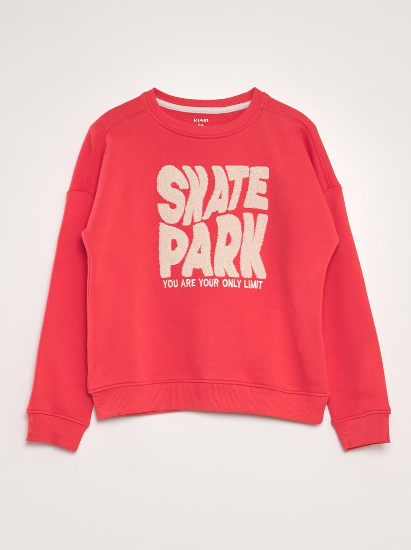 Sweat en french terry avec imprimé bouclette Rouge - Kiabi