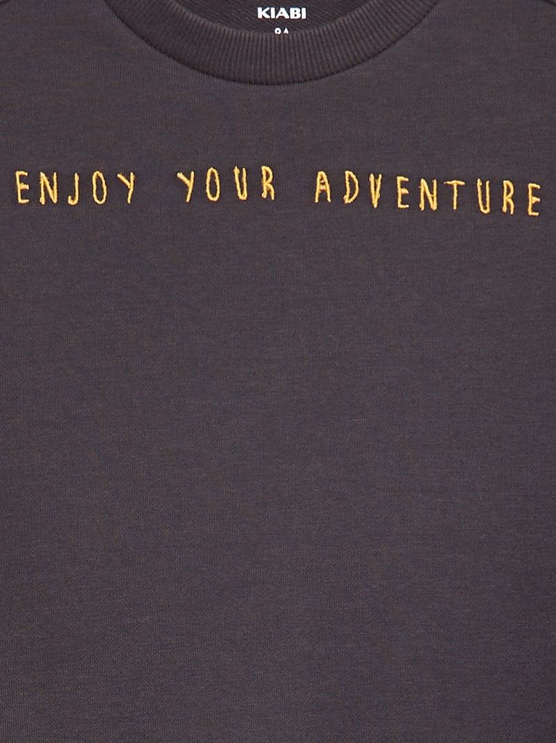 Sweat en french terry avec message brodé Noir - Kiabi