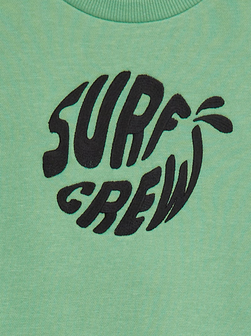 Sweat en french terry avec message brodé Vert - Kiabi
