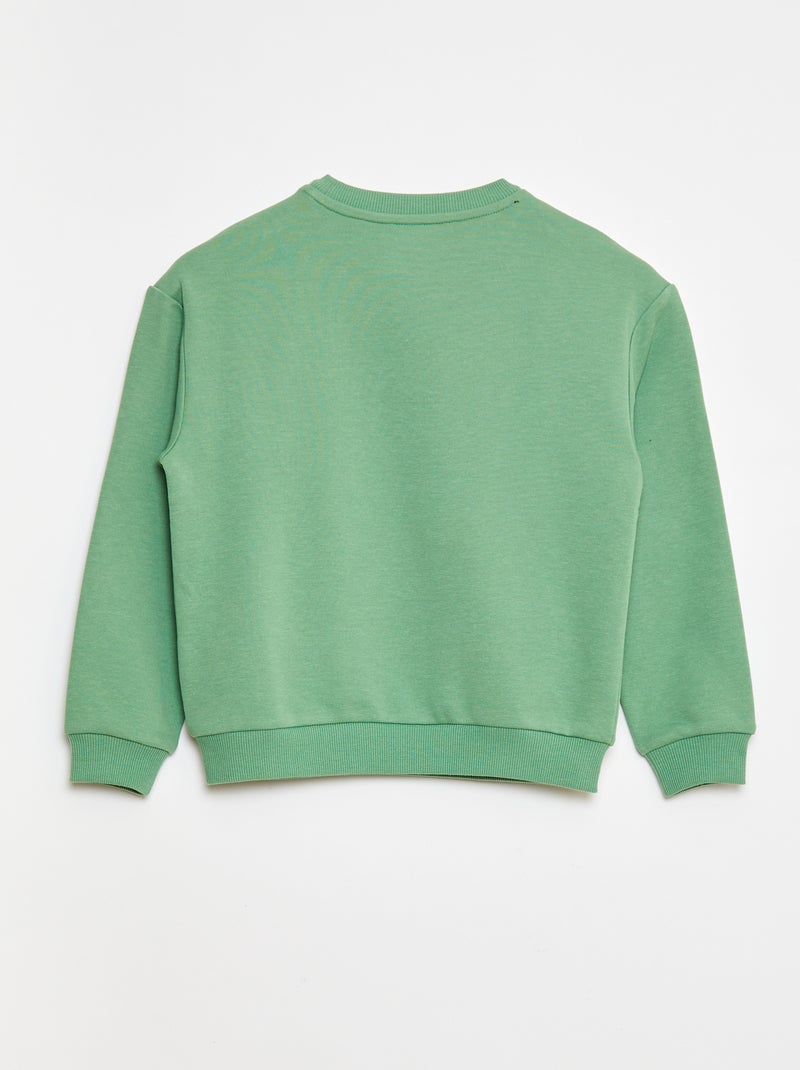 Sweat en french terry avec message brodé Vert - Kiabi