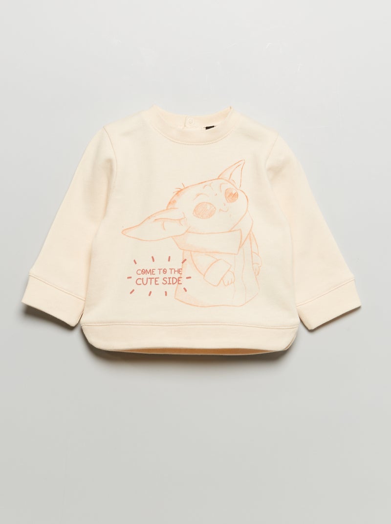 Sweat en french terry 'Baby Yoda' Crème - Kiabi