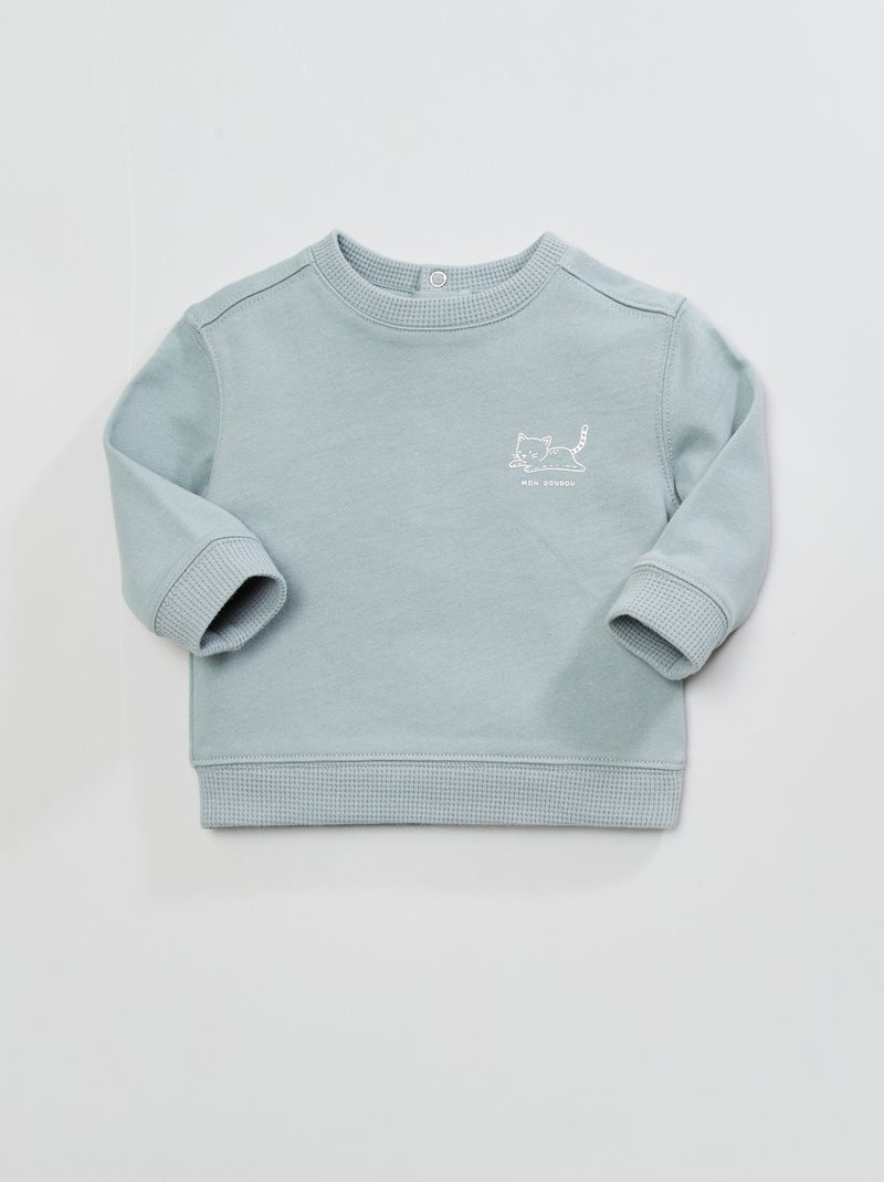 Sweat en french terry bleu - Kiabi