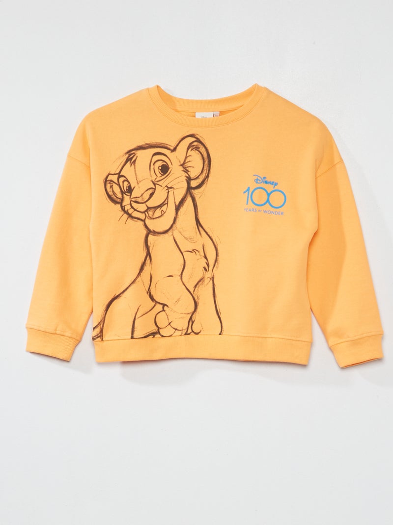 Sweat en french terry 'Roi Lion' Orange - Kiabi