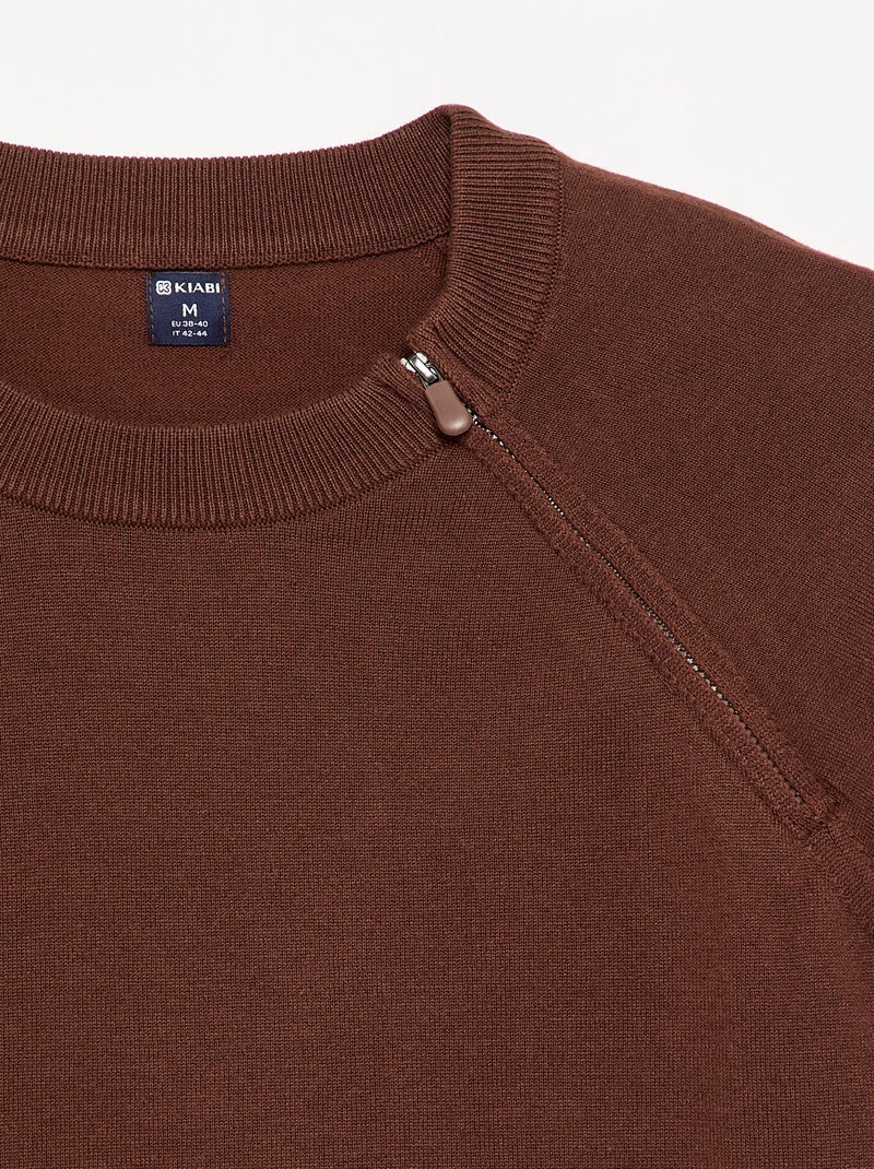 Sweat en maille - collection facile à enfiler Marron - Kiabi