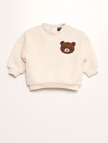 Sweat en maille bouclette avec patch 'ours'