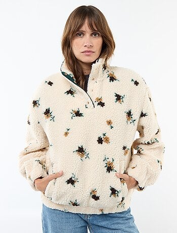 Sweat en maille bouclette imprimé