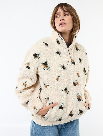 Sweat en maille bouclette imprimé