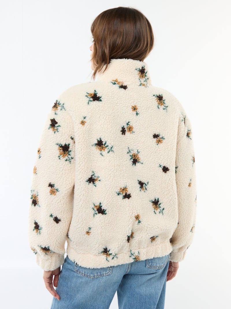Sweat en maille bouclette imprimé Blanc/vert - Kiabi