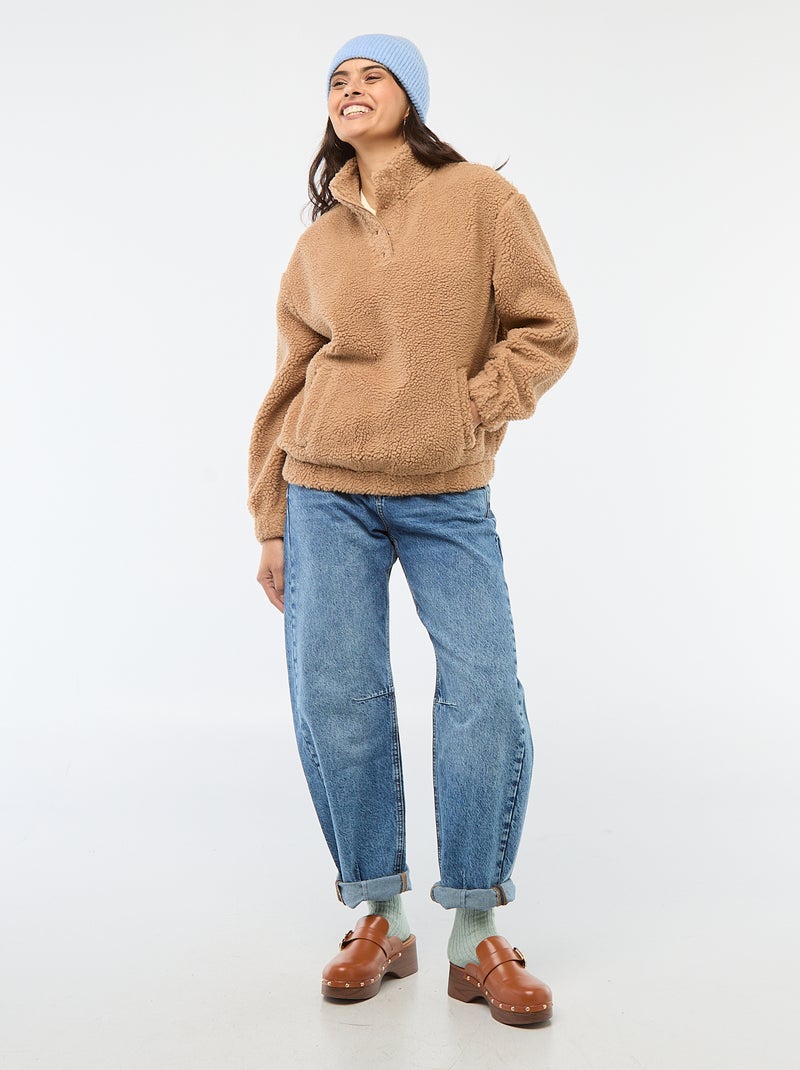 Sweat en maille bouclette imprimé Marron - Kiabi