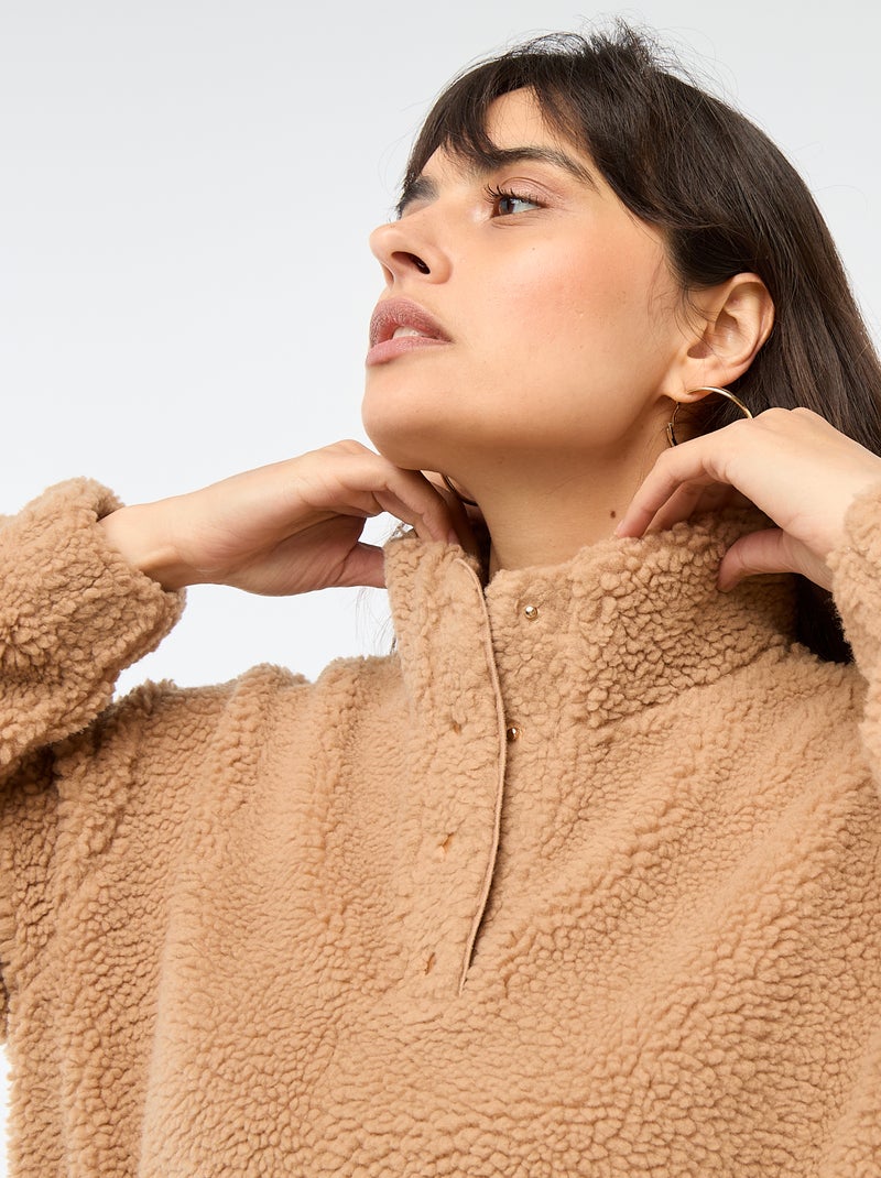 Sweat en maille bouclette imprimé Marron - Kiabi