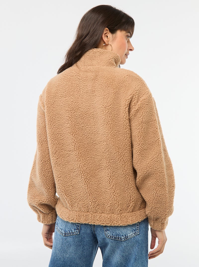 Sweat en maille bouclette imprimé Marron - Kiabi