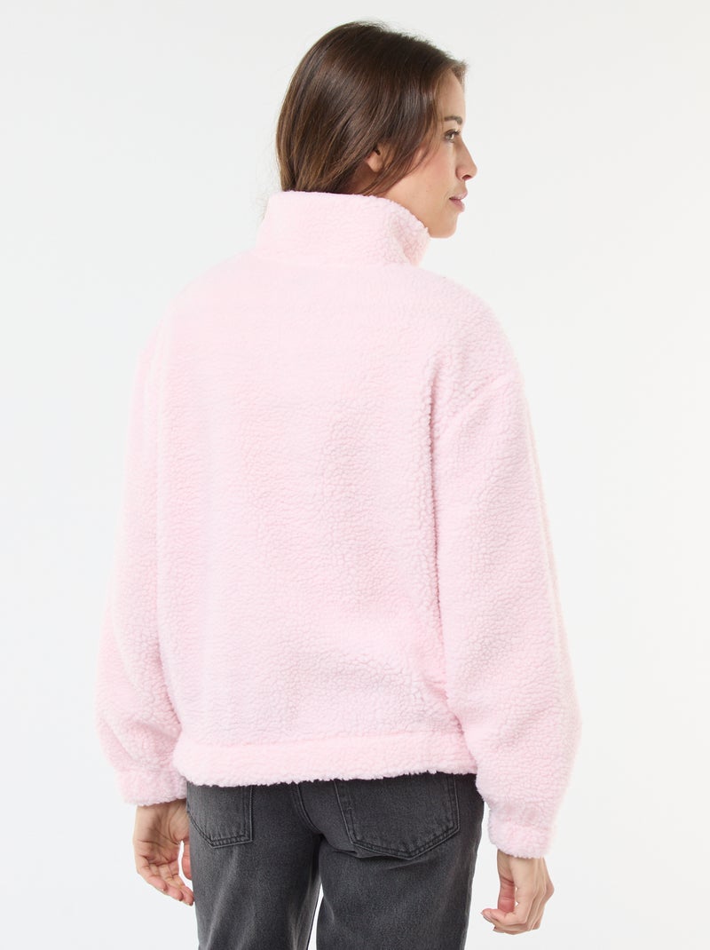 Sweat en maille bouclette imprimé Rose - Kiabi
