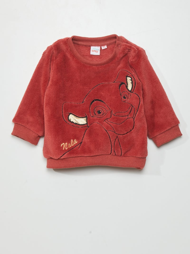 Sweat en maille doudou 'Roi Lion' Rose - Kiabi