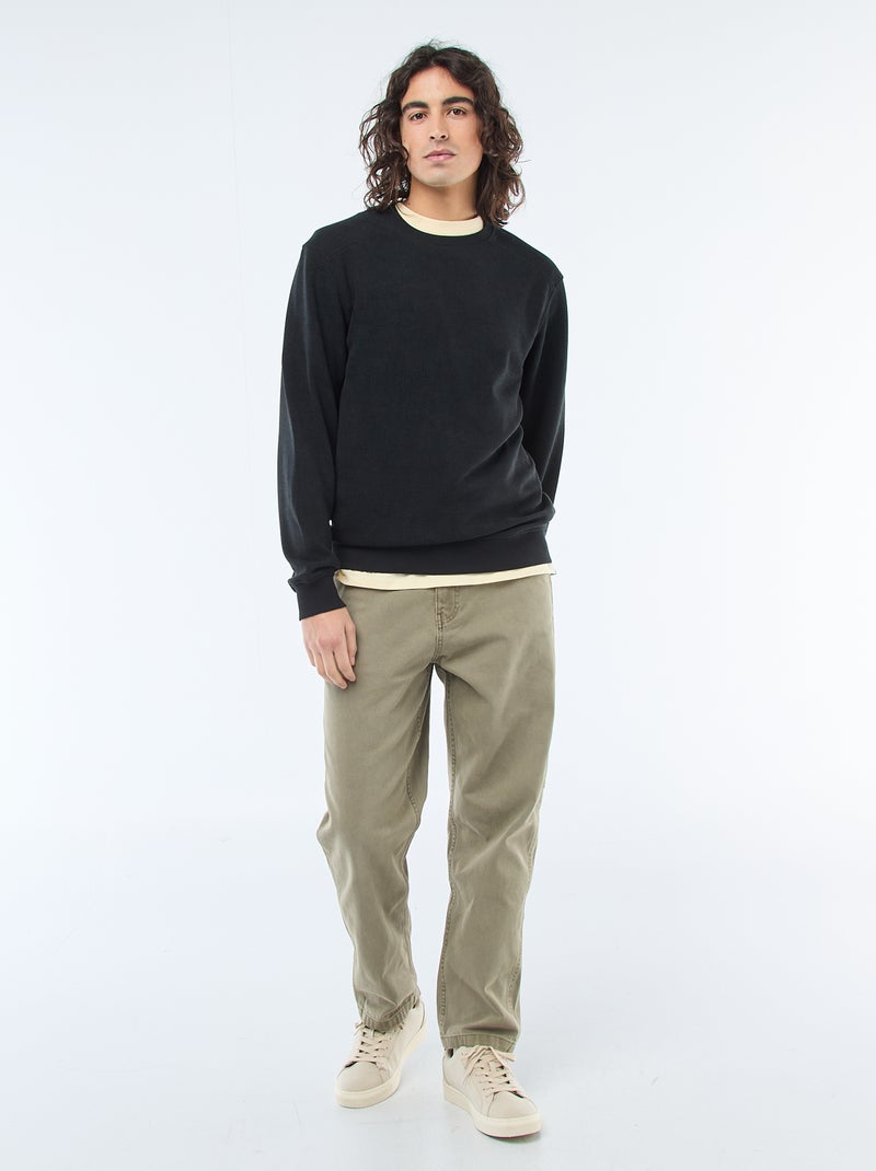 Sweat en maille nid d'abeilles Noir - Kiabi