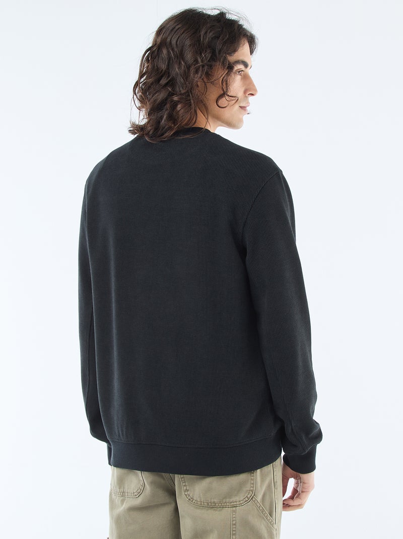 Sweat en maille nid d'abeilles Noir - Kiabi