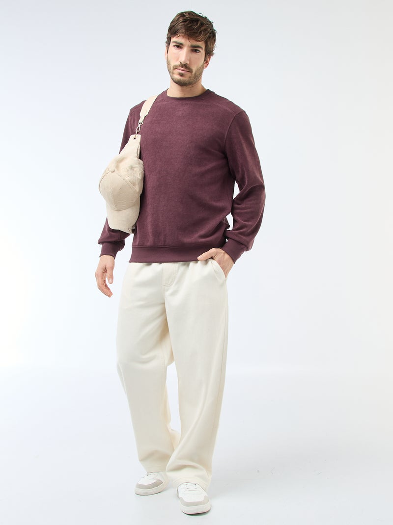 Sweat en maille nid d'abeilles Violet - Kiabi