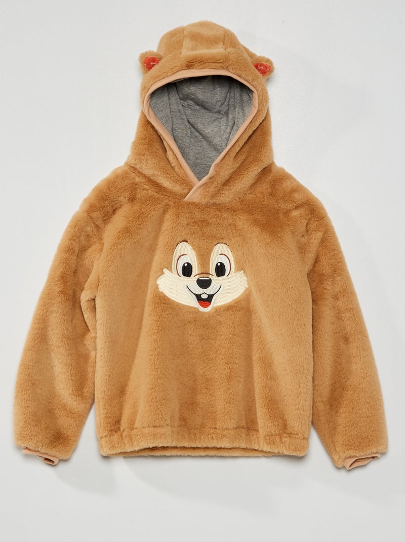 Sweat en maille peluche 'Tic & Tac' Beige - Kiabi