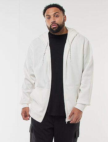 Sweat en maille piquée avec ouverture zippée et capuche