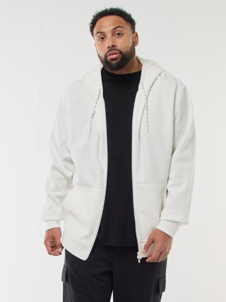 Sweat en maille piquée avec ouverture zippée et capuche