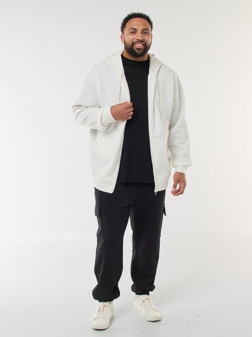 Sweat en maille piquée avec ouverture zippée et capuche - Kiabi