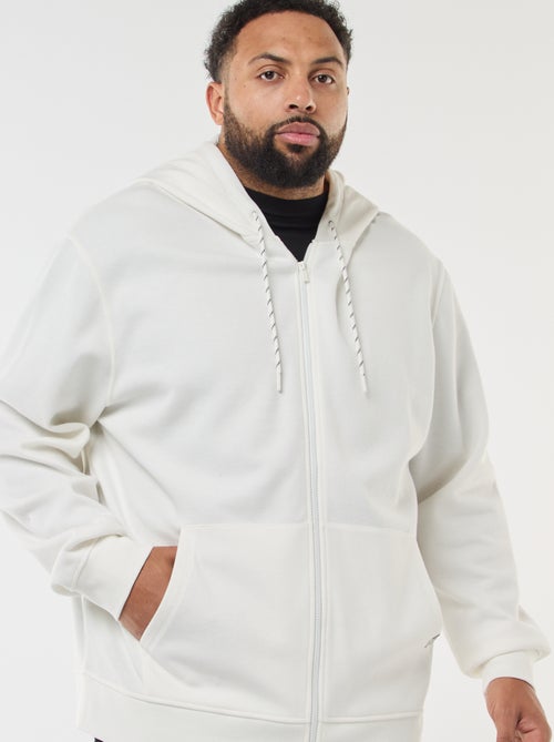 Sweat en maille piquée avec ouverture zippée et capuche - Kiabi