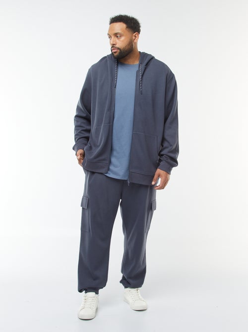 Sweat en maille piquée avec ouverture zippée et capuche - Kiabi