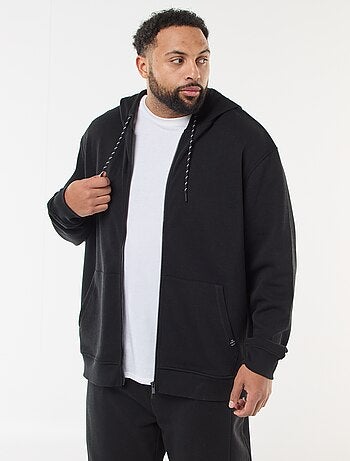 Sweat en maille piquée avec ouverture zippée et capuche