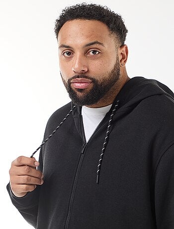 Sweat en maille piquée avec ouverture zippée et capuche