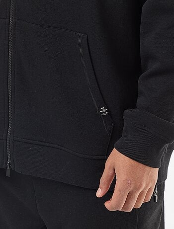 Sweat en maille piquée avec ouverture zippée et capuche