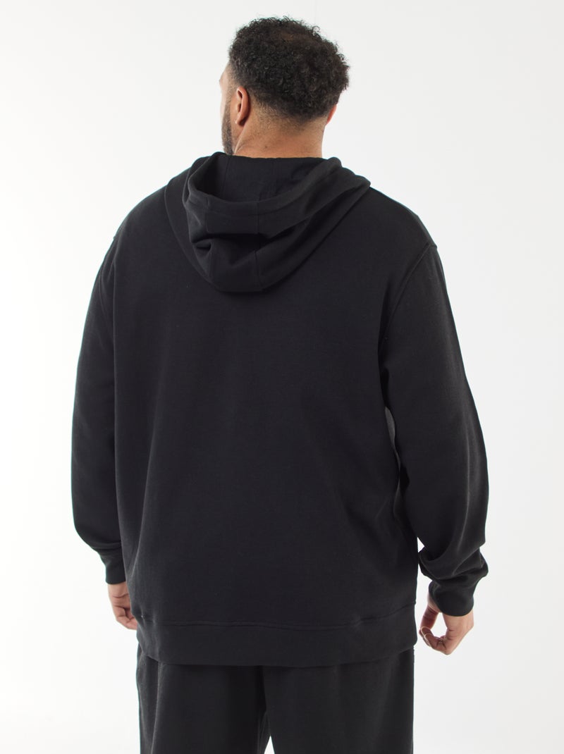 Sweat en maille piquée avec ouverture zippée et capuche Noir - Kiabi