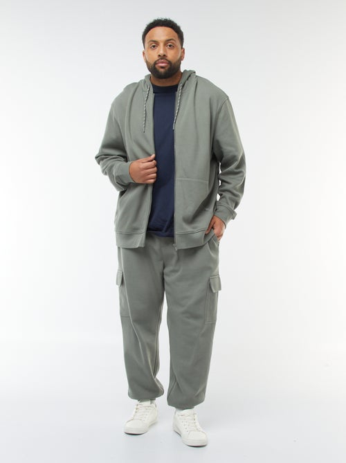 Sweat en maille piquée avec ouverture zippée et capuche - Kiabi